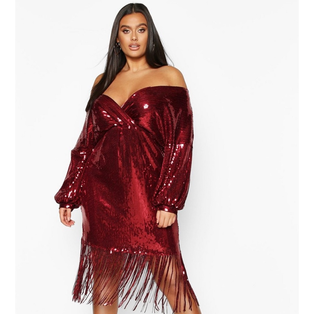 Burgundy sequin dress